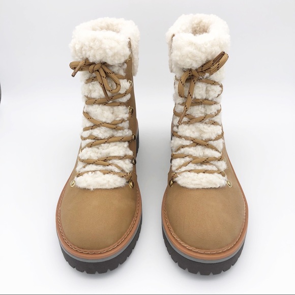 Tommy Hilfiger Leather Faux Fur Combat Boots NEW - Picture 2 of 7